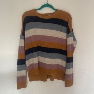 Pink rose- size large striped sweater